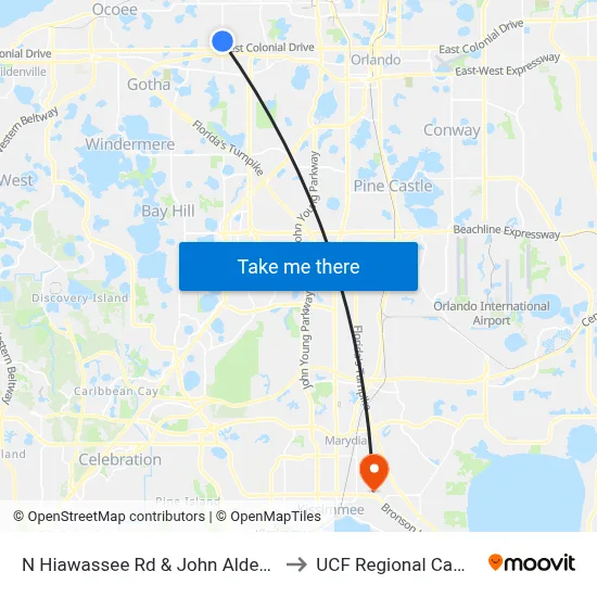 N Hiawassee Rd & John Alden Way to UCF Regional Campus map