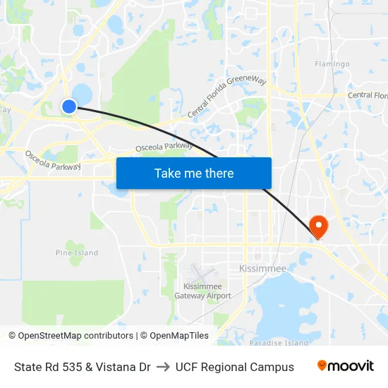State Rd 535 & Vistana Dr to UCF Regional Campus map