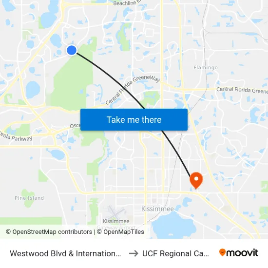Westwood Blvd & International Dr S to UCF Regional Campus map