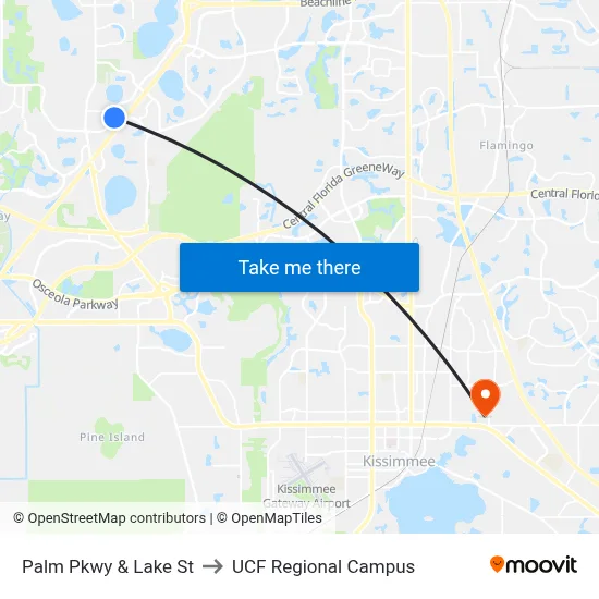 Palm Pkwy & Lake St to UCF Regional Campus map
