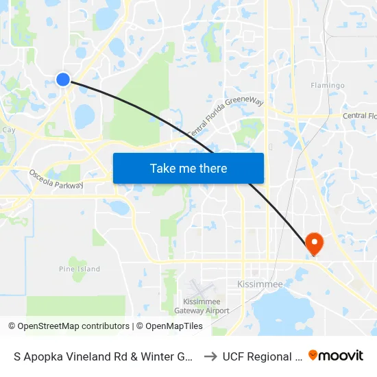 S Apopka Vineland Rd & Winter Garden Vineland Rd to UCF Regional Campus map