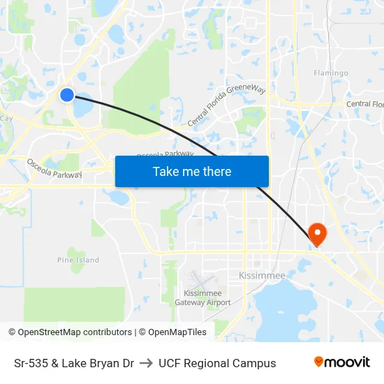 Sr-535 & Lake Bryan Dr to UCF Regional Campus map