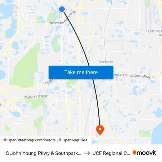 S John Young Pkwy & Southpark Center Loop to UCF Regional Campus map