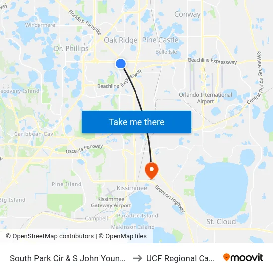 South Park Cir & S John Young Pkwy to UCF Regional Campus map