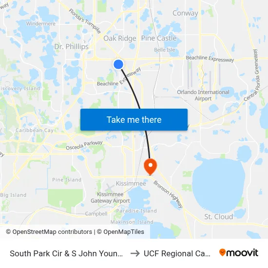 South Park Cir & S John Young Pkwy to UCF Regional Campus map