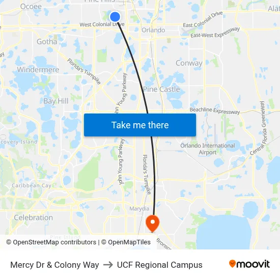 Mercy Dr & Colony Way to UCF Regional Campus map