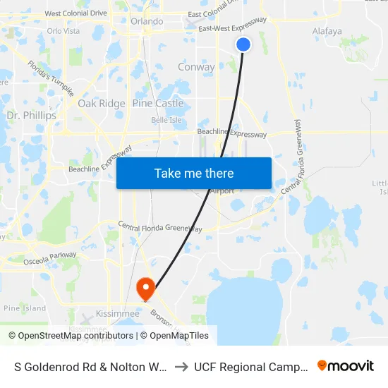 S Goldenrod Rd & Nolton Way to UCF Regional Campus map