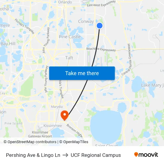 Pershing Ave & Lingo Ln to UCF Regional Campus map