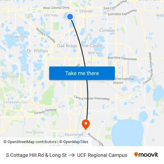 S Cottage Hill Rd & Long St to UCF Regional Campus map