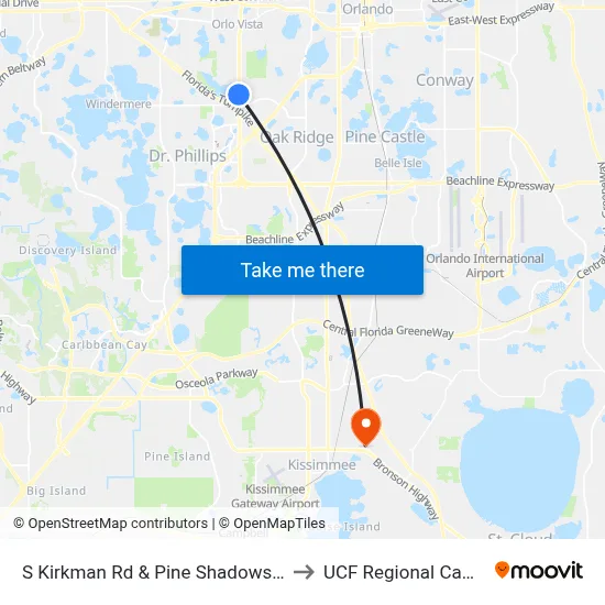 S Kirkman Rd & Pine Shadows Pkwy to UCF Regional Campus map