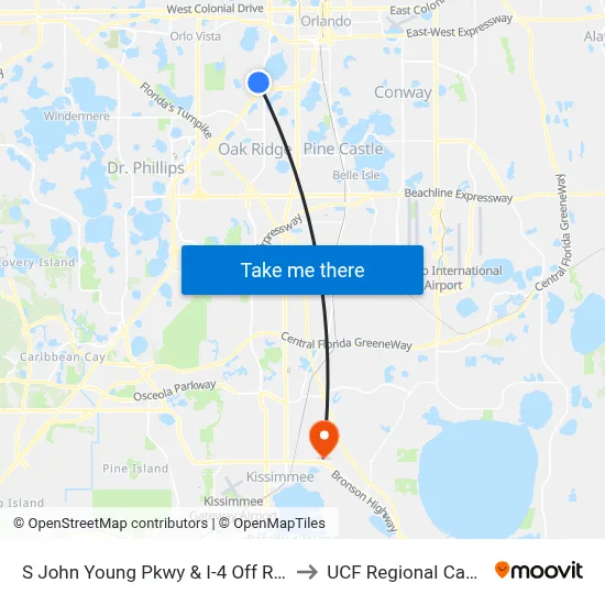 S John Young Pkwy & I-4 Off Ramp W to UCF Regional Campus map
