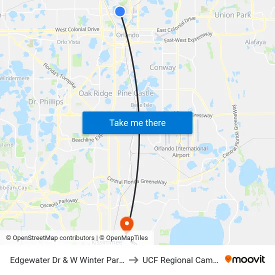 Edgewater Dr & W Winter Park St to UCF Regional Campus map