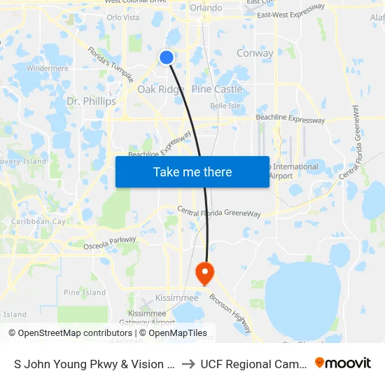 S John Young Pkwy & Vision Blvd to UCF Regional Campus map