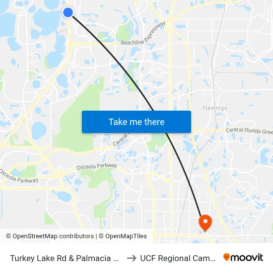 Turkey Lake Rd & Palmacia Blvd to UCF Regional Campus map