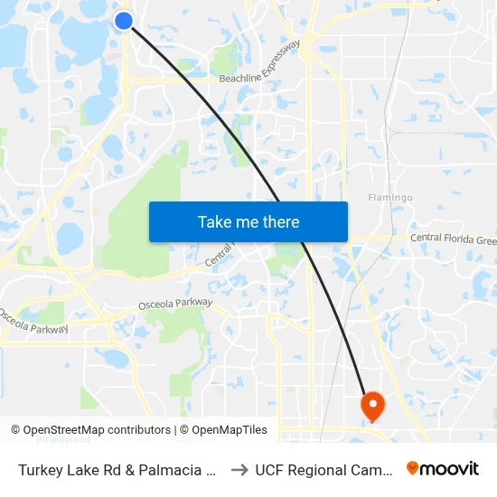 Turkey Lake Rd & Palmacia Blvd to UCF Regional Campus map