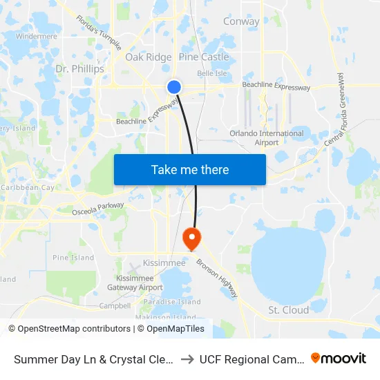 Summer Day Ln & Crystal Clear Ln to UCF Regional Campus map