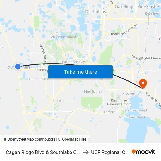 Cagan Ridge Blvd & Southlake Commons Dr to UCF Regional Campus map