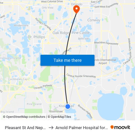 Pleasant  St And Neptune  Rd to Arnold Palmer Hospital for Children map