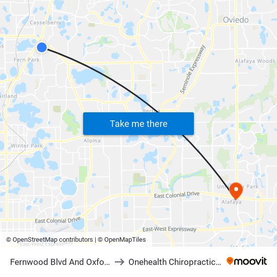 Fernwood Blvd And Oxford Rd to Onehealth Chiropractic Care map