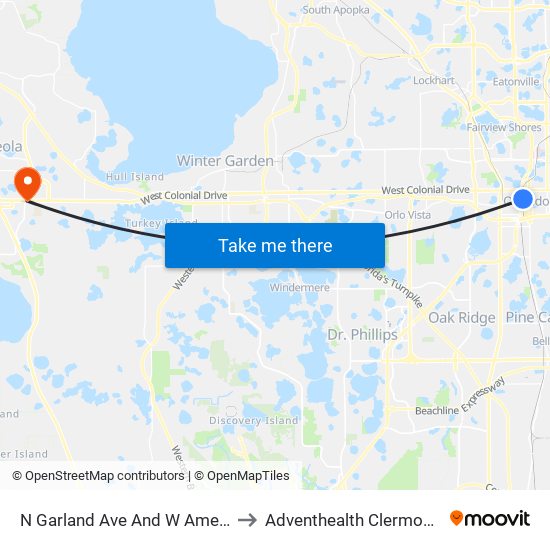 N Garland  Ave And W Amelia  St to Adventhealth Clermont-ER map