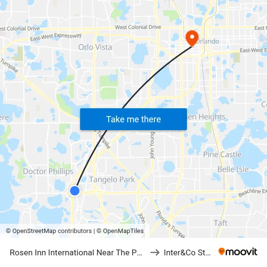 Rosen Inn International Near The Parks Orlando to Inter&Co Stadium map