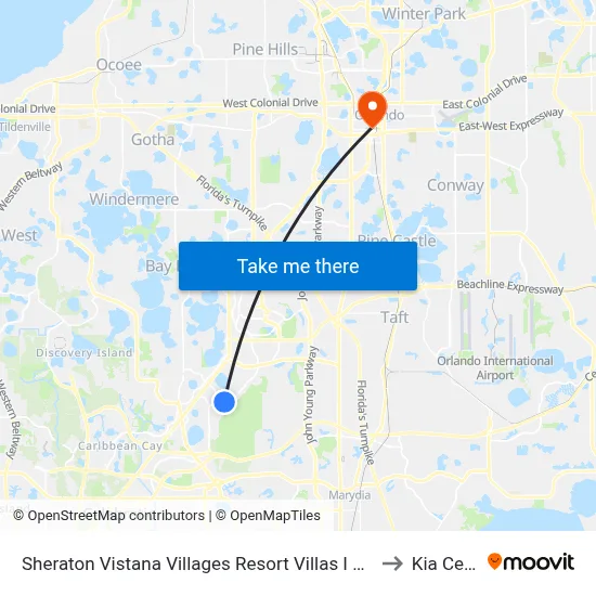 Sheraton Vistana Villages Resort Villas I Drive Orlando to Kia Center map