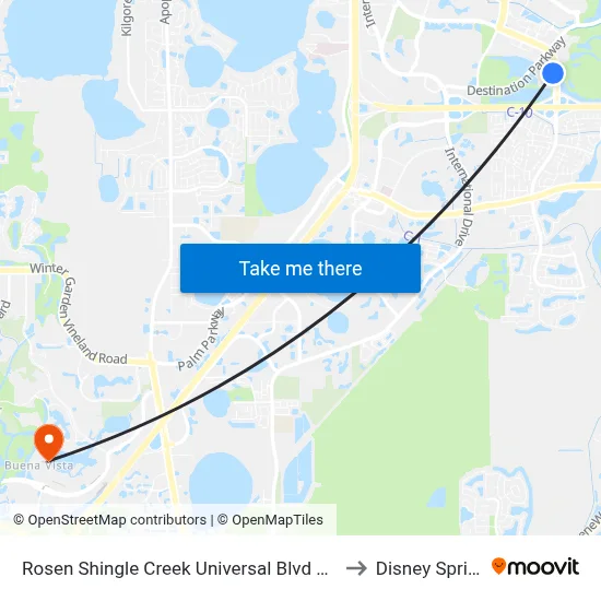 Rosen Shingle Creek Universal Blvd Orlando to Disney Springs map