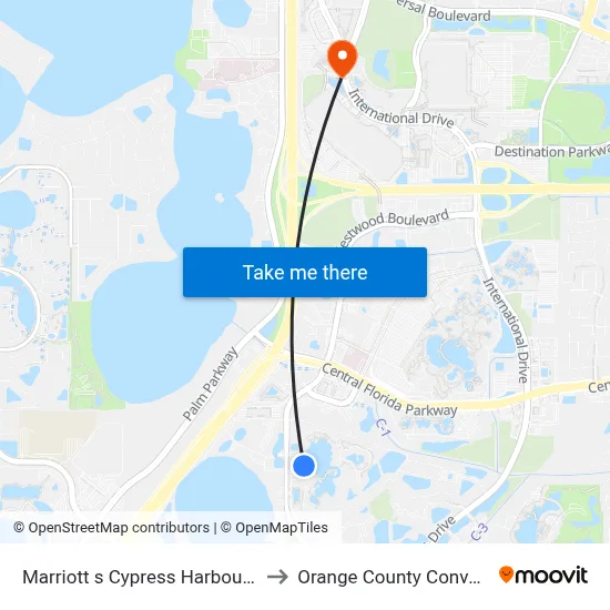 Marriott s Cypress Harbour Villas Orlando to Orange County Convention Center map