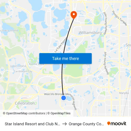Star Island Resort and Club Near Disney Kissimmee to Orange County Convention Center map