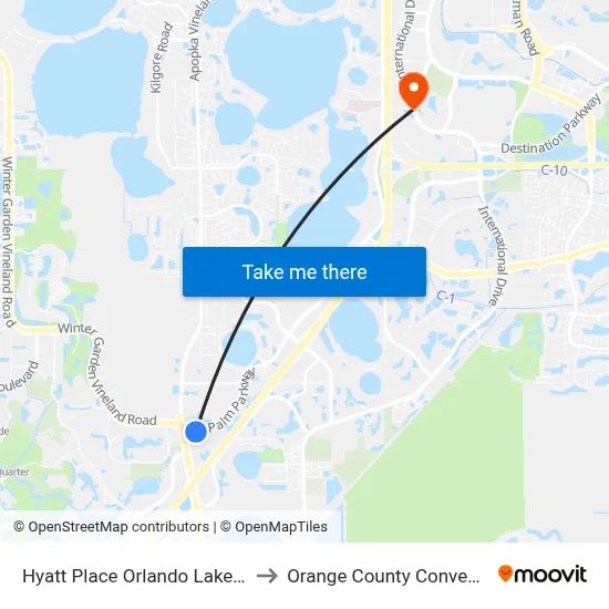Hyatt Place Orlando Lake Buena Vista to Orange County Convention Center map