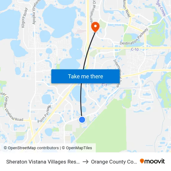 Sheraton Vistana Villages Resort Villas I Drive Orlando to Orange County Convention Center map