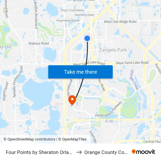 Four Points by Sheraton Orlando International Drive to Orange County Convention Center map