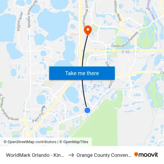WorldMark Orlando - Kingstown Reef to Orange County Convention Center map