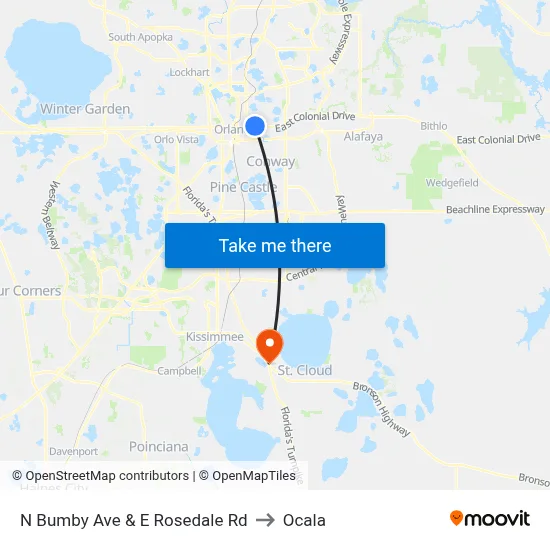 N Bumby Ave & E Rosedale Rd to Ocala map