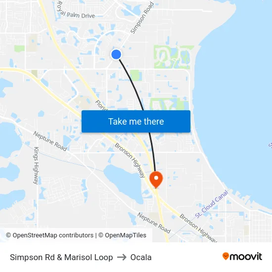 Simpson Rd & Marisol Loop to Ocala map