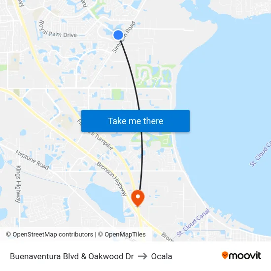 Buenaventura Blvd & Oakwood Dr to Ocala map