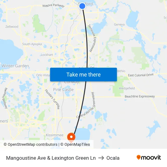 Mangoustine Ave & Lexington Green Ln to Ocala map