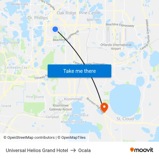 Universal Helios Grand Hotel to Ocala map