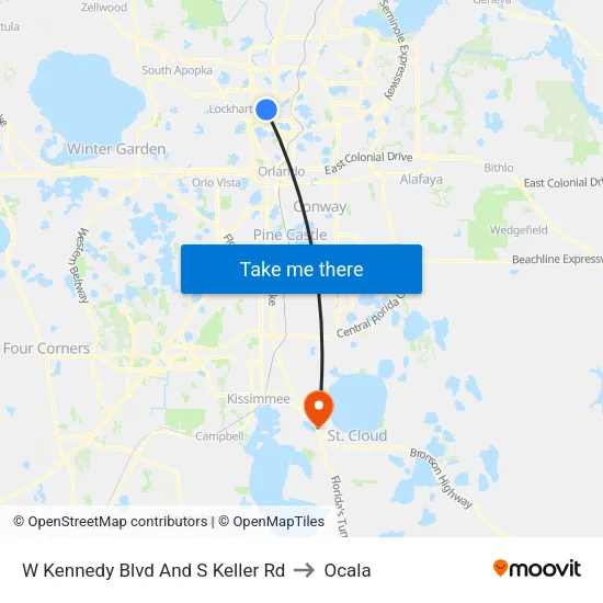 W Kennedy Blvd And S Keller Rd to Ocala map