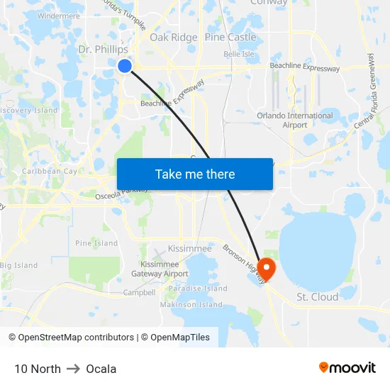 10 North to Ocala map