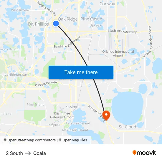 2 South to Ocala map