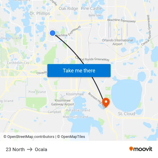 23 North to Ocala map