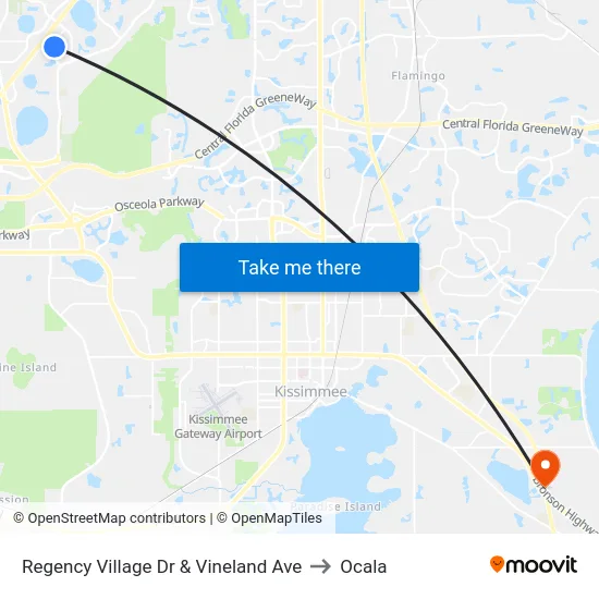 Regency Village Dr & Vineland Ave to Ocala map