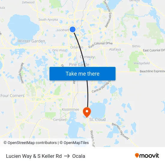 Lucien Way & S Keller Rd to Ocala map