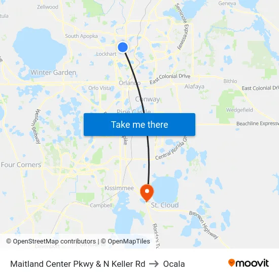 Maitland Center Pkwy & N Keller Rd to Ocala map