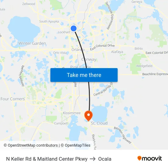 N Keller Rd & Maitland Center Pkwy to Ocala map