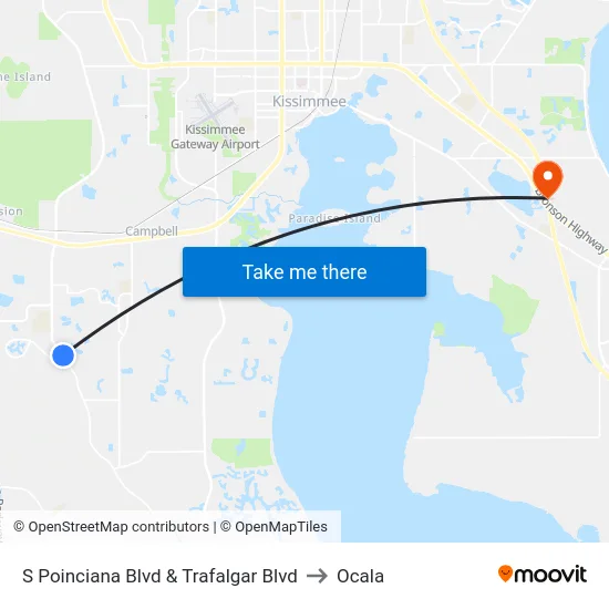 S Poinciana Blvd & Trafalgar Blvd to Ocala map