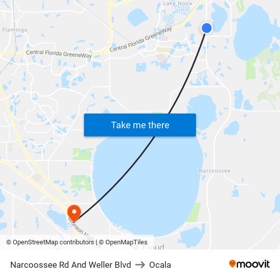 Narcoossee Rd And Weller Blvd to Ocala map