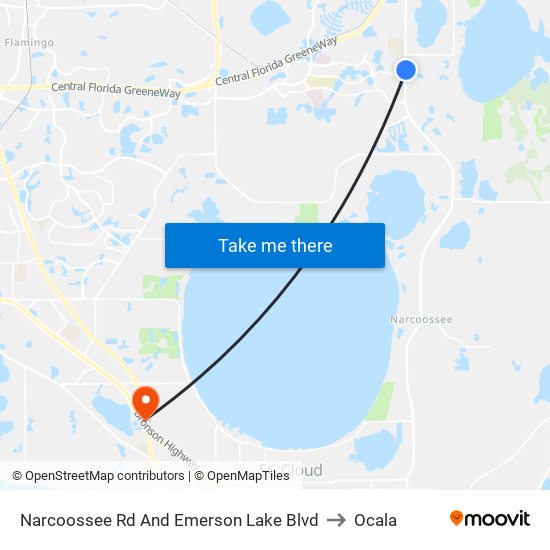 Narcoossee Rd And Emerson Lake Blvd to Ocala map