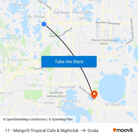 11 - Mango’S Tropical Cafe & Nightclub to Ocala map